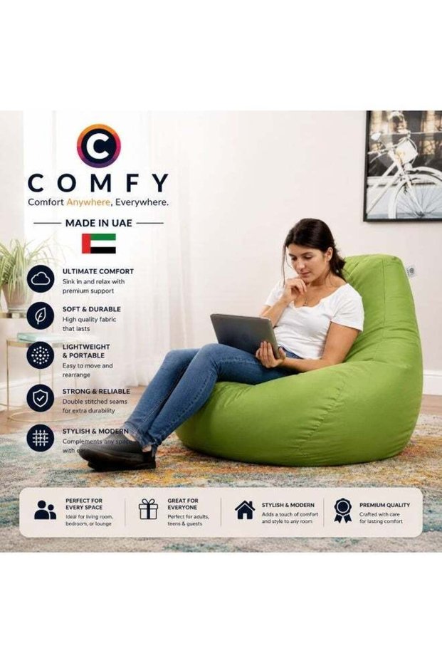 Comfy Pvc Large Adult Bean Bag Green With Bouncy Virgin Polystyrene Beans