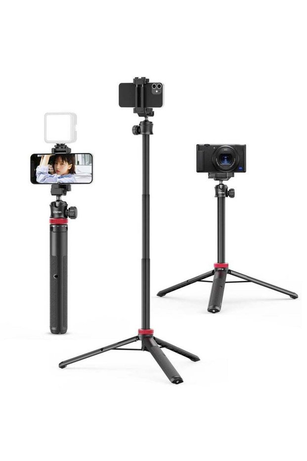 MT-44 Extendable Phone Tripod, 59" Selfie Stick Phone Vlog Tripod Stand with 2 in 1 Phone Cli