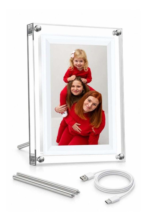 Bluejw 7 Inch WiFi Digital Photo Frame, Acrylic HD IPS Smart Photo Frame with App Photo & Video Shar