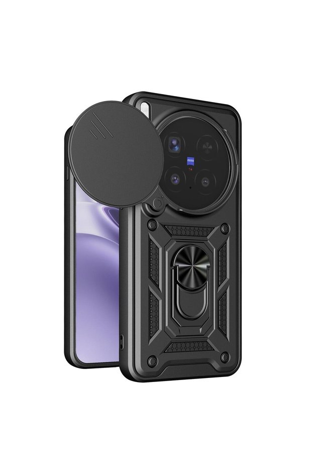 Case Compatible with Vivo X300 Pro Sliding Camera Protected Ring Magnet Tank Cover Black