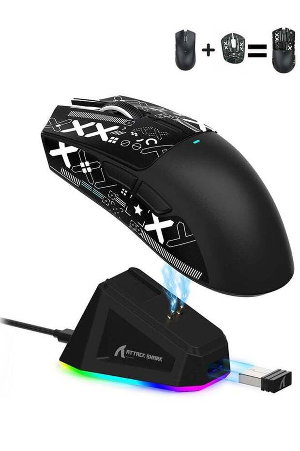 Attack Shark X11 Tri-mode Bluetooth Wireless Gaming Mouse with with Magnetic Charging Dock, Lightwei