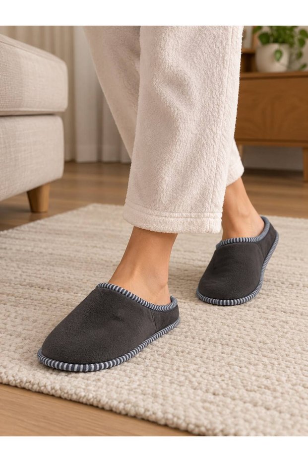 Seli Women's Textile Sole Silent Insole with Plush Fur Inside, Home Slippers and Comfortable House Slippers