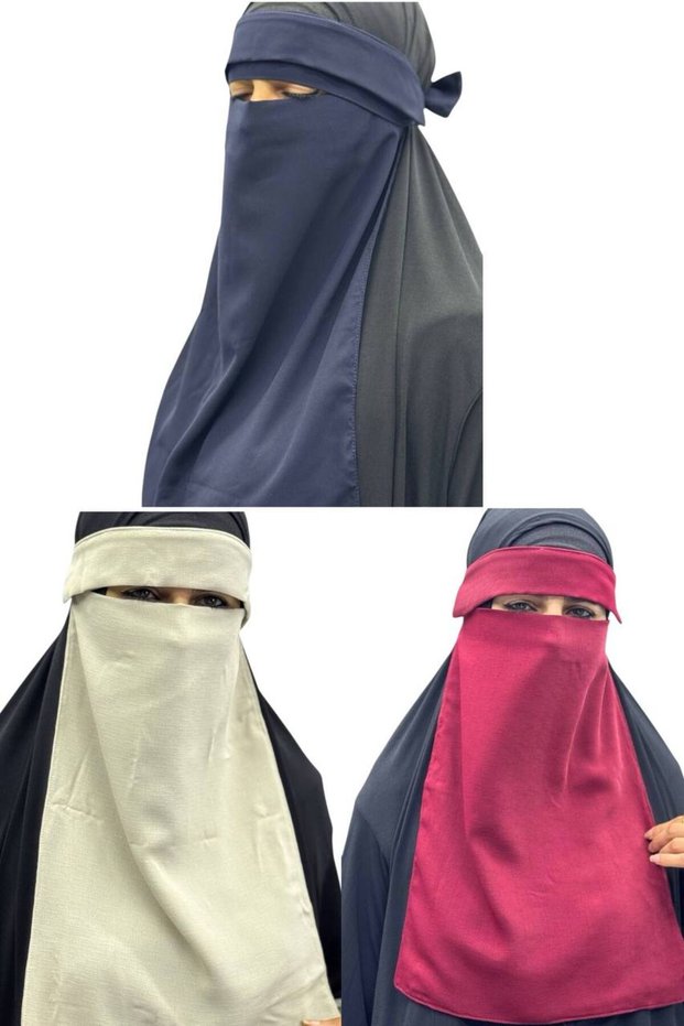 3 Pieces Hijab Medina Silk Eye-Veiled Veil Nikab