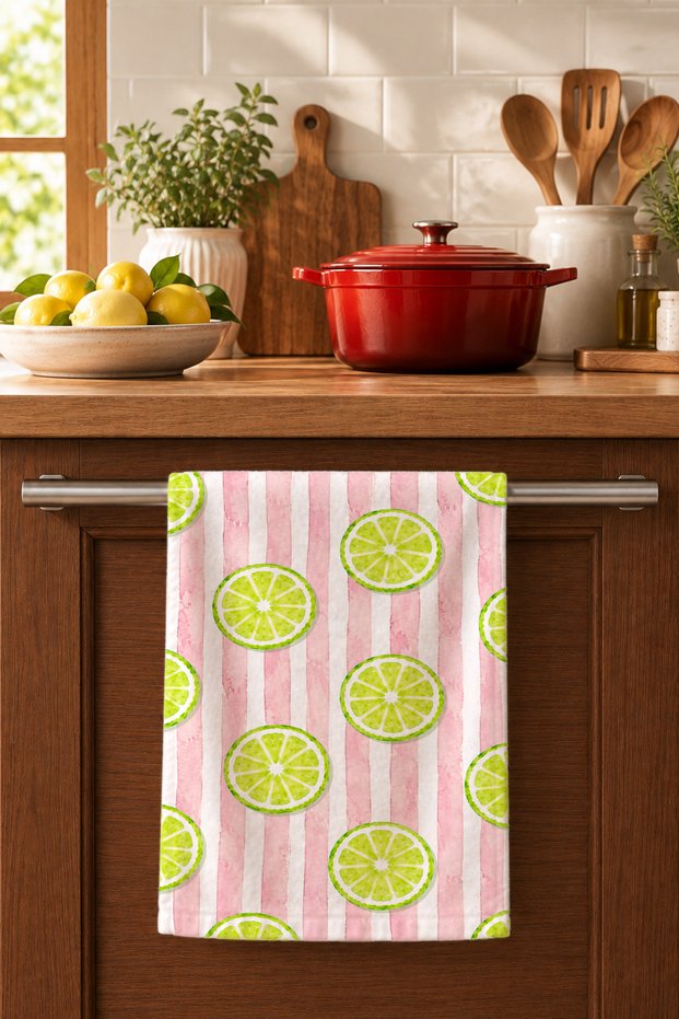 Lemon Slices Dish Drying Towel 35X50 cm Cotton Patterned Kitchen Cloth