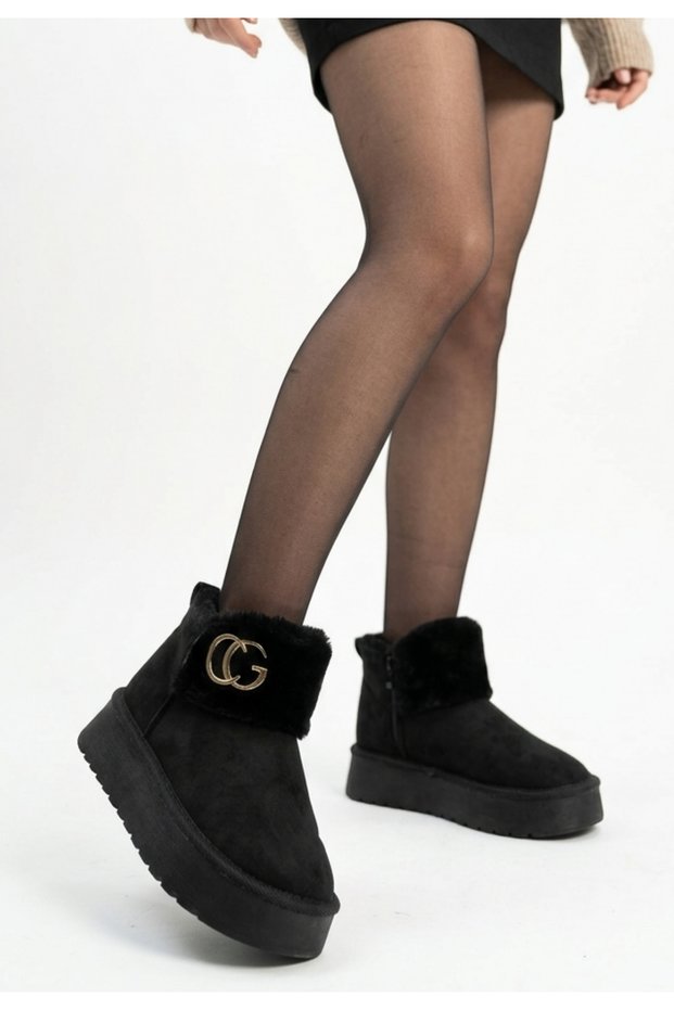 Bellamor Buckle Detailed Fur Suede Boots-Snow Boots