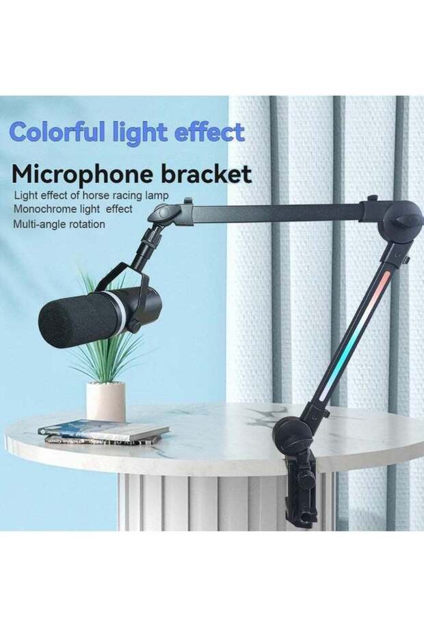 XiuWoo RGB Mic Boom Arm High Profile, Overhead Boom Arm Microphone Stand Desk Mount, Adjustable Micr
