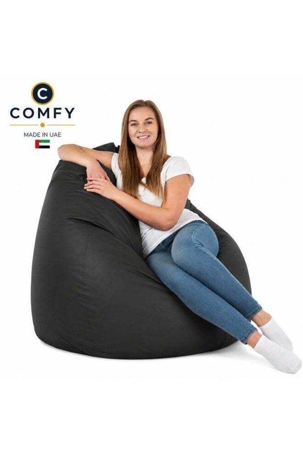 COMFY PVC BLACK ADULT BEAN BAG WITH VIRGIN BEANS FILLING
