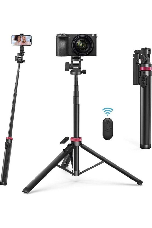 MT-78 Extendable Phone Tripod, metal 72.83" Selfie Stick Camera Tripod Stand with 2 in 1 Phon