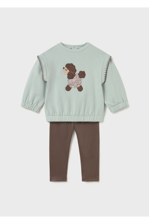 Baby Girl Printed Sweatshirt Leggings Set Brown 2707