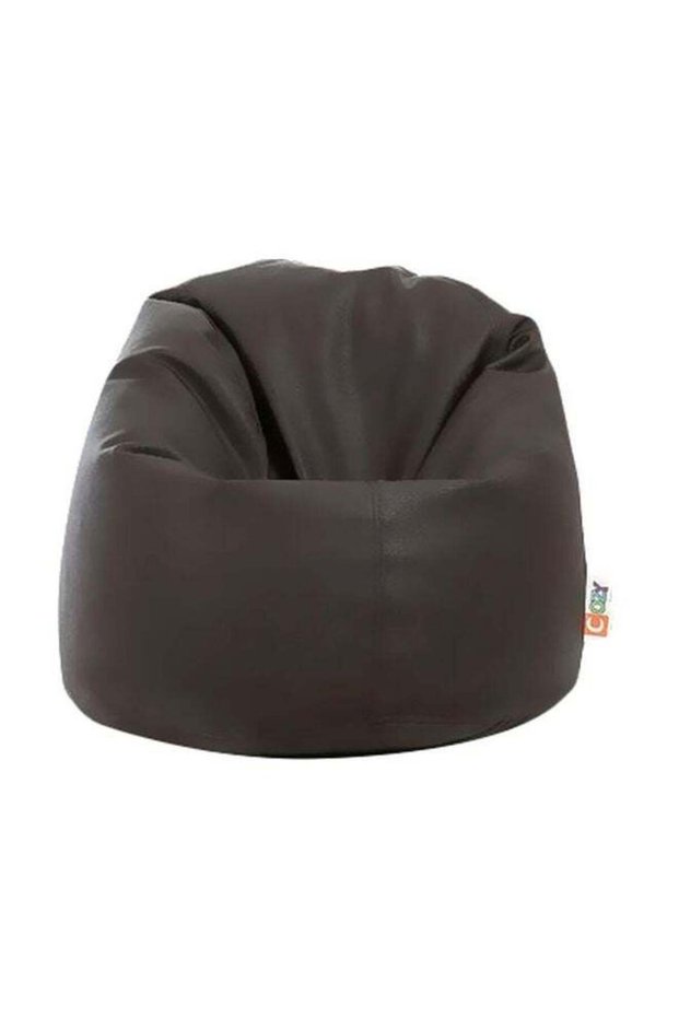Leather Bean Bag Brown 80x50cm
