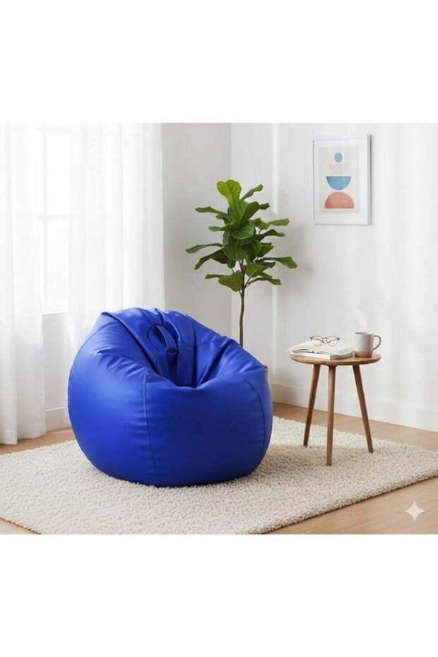 Harmony Home Puffy Leather Bean Bag | Versatile Comfy Lounge & Bedroom Seating | Water-Repellent | D