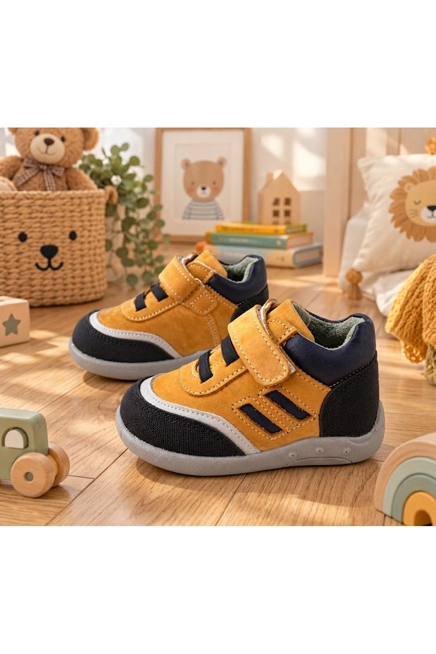Genuine Leather Taba-Camel Orthopedic Baby Boys First Step Boots