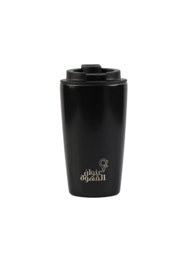 كوب عنوان الحراري - اسود بغطاء قابل للفتح