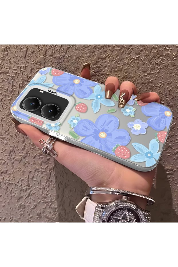 Poco X7 Pro Compatible Floral Strawberry Mix Patterned Case, Protective, Daily Use