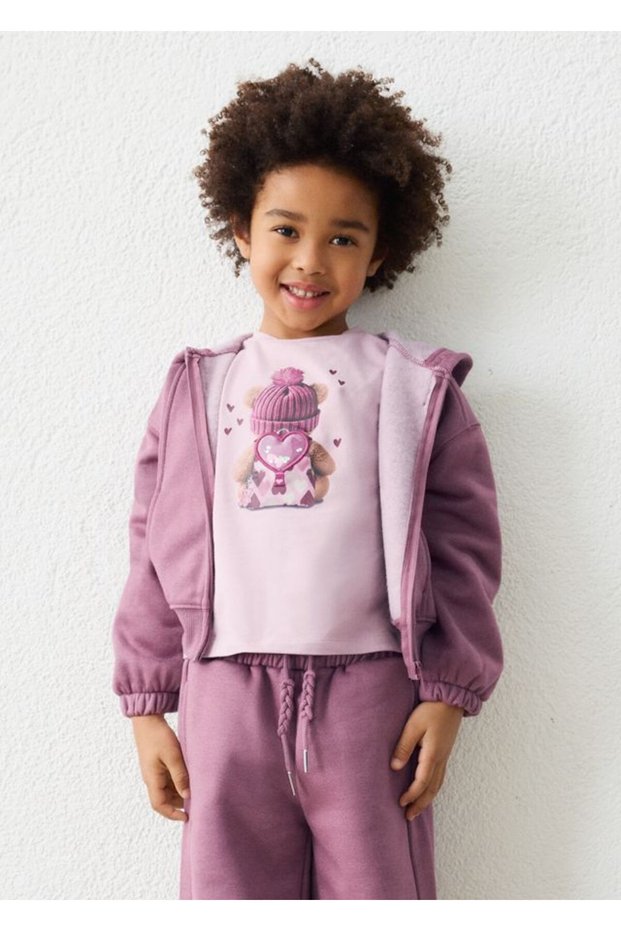 Girl's Hooded Zipper Jacket Dusty Rose 4423