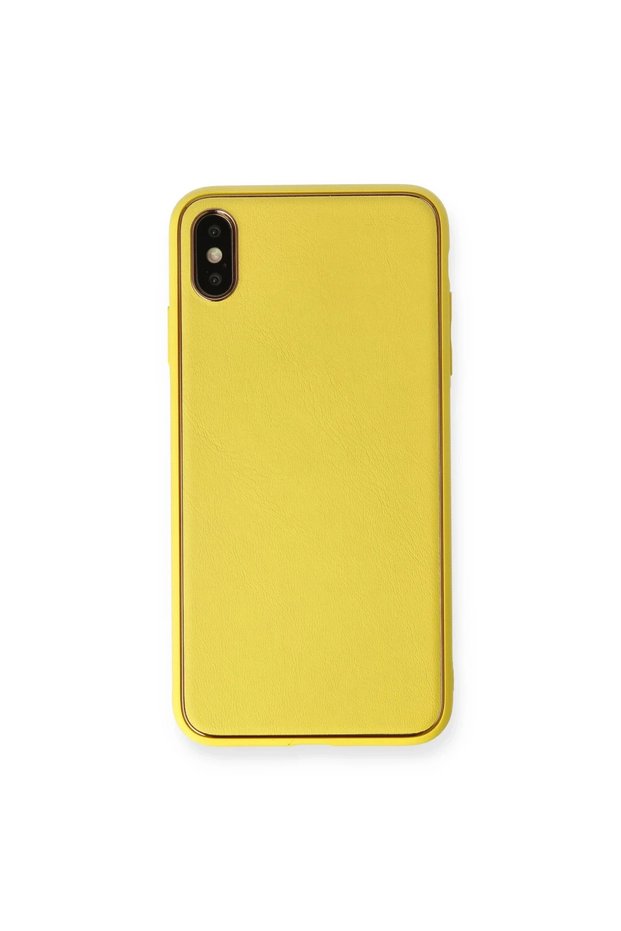 غطاء سيليكون من الجلد كوكو لهاتف أبل آيفون XS ماكس - أصفر