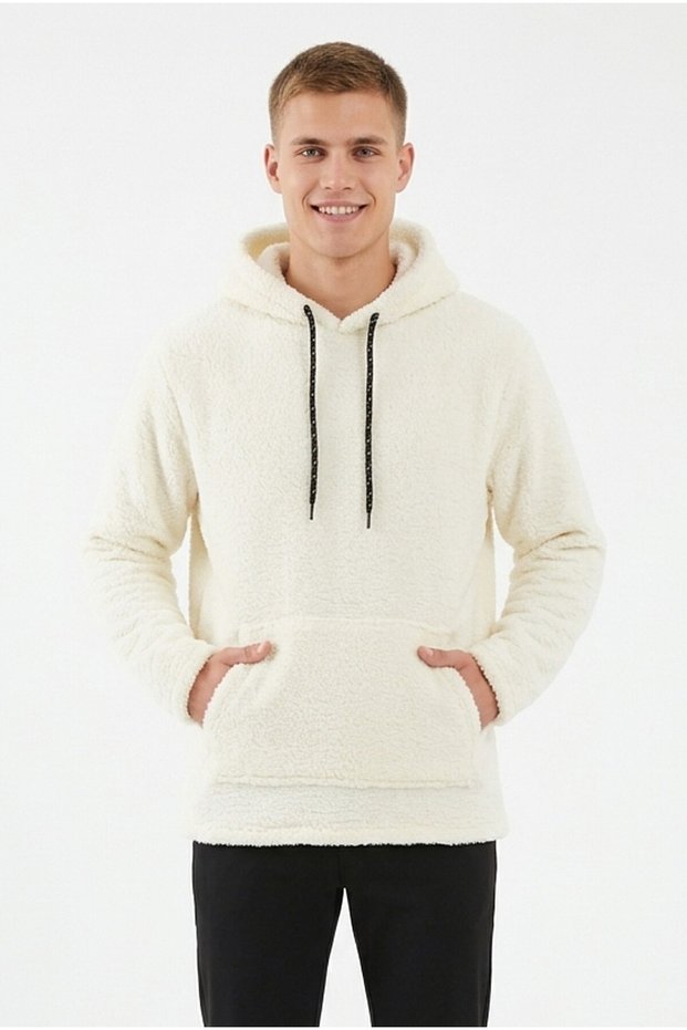 Men's Hooded Casual Plush Sweatshirt with Kangaroo Pocket