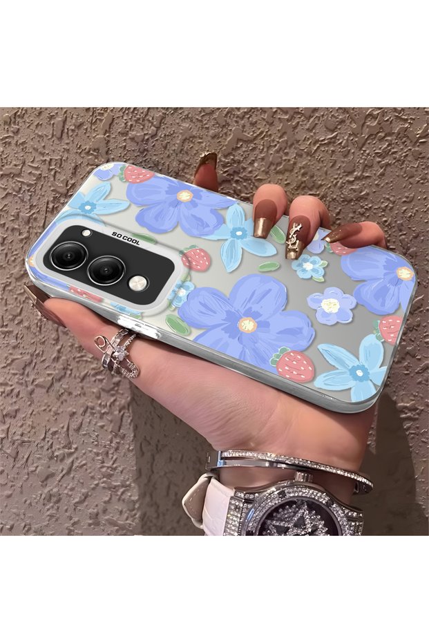 Vivo Y19/Y19S 5G/Y19E Compatible Flower Strawberry Mix Pattern Case, Protective, Daily Use