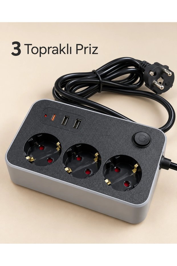 Multiple Extension Socket with On/Off Button and USB and Type C Connections for Homes and Businesses