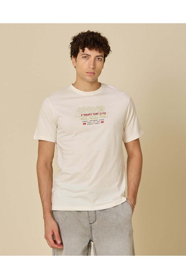 Men White Printed T-Shirt