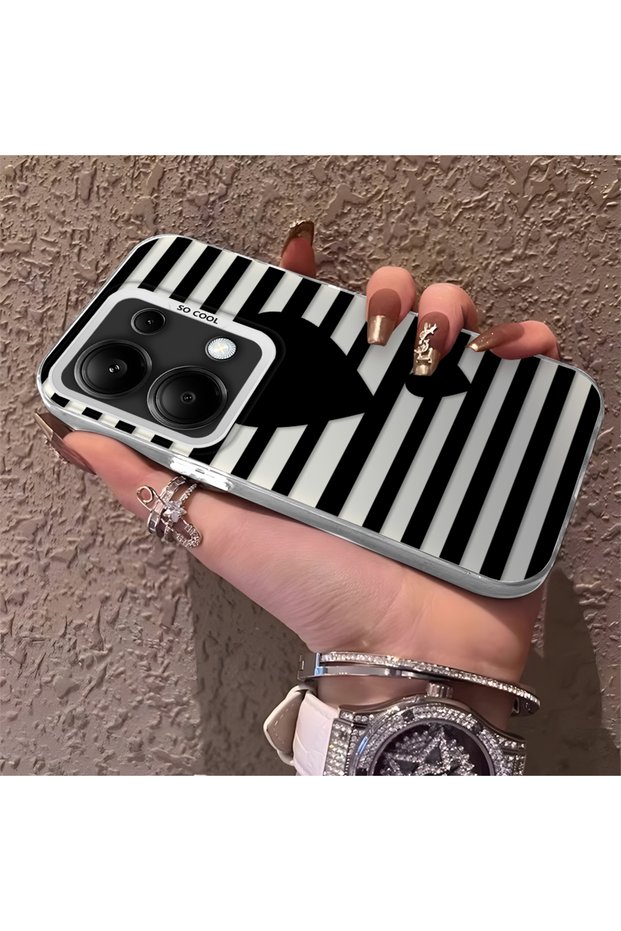 Poco M6 Pro 4g Compatible Striped Black Case, Shockproof Silicone, Stylish