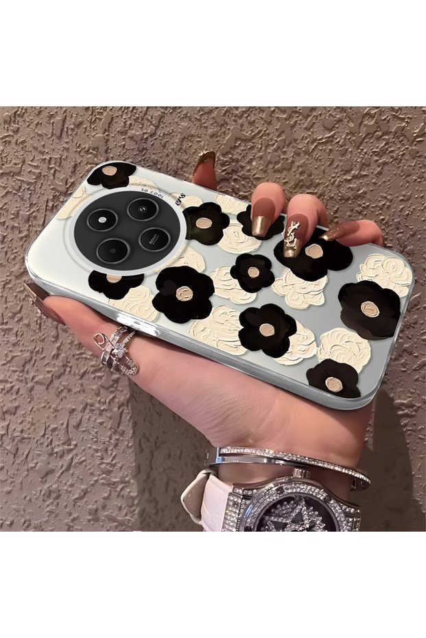 Redmi 14C 4G/5G Compatible Oil Painting Style Floral Print Case, Long-Lasting, Elegant