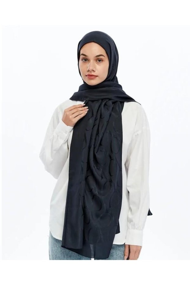 Alia Shawl - Vo Motif Pattern - Navy Blue