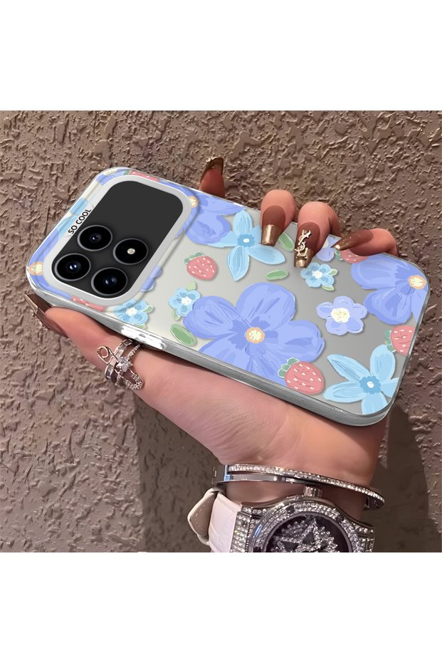 Poco F8 Pro 5g Compatible Floral Strawberry Mix Patterned Case, Protective, Daily Use
