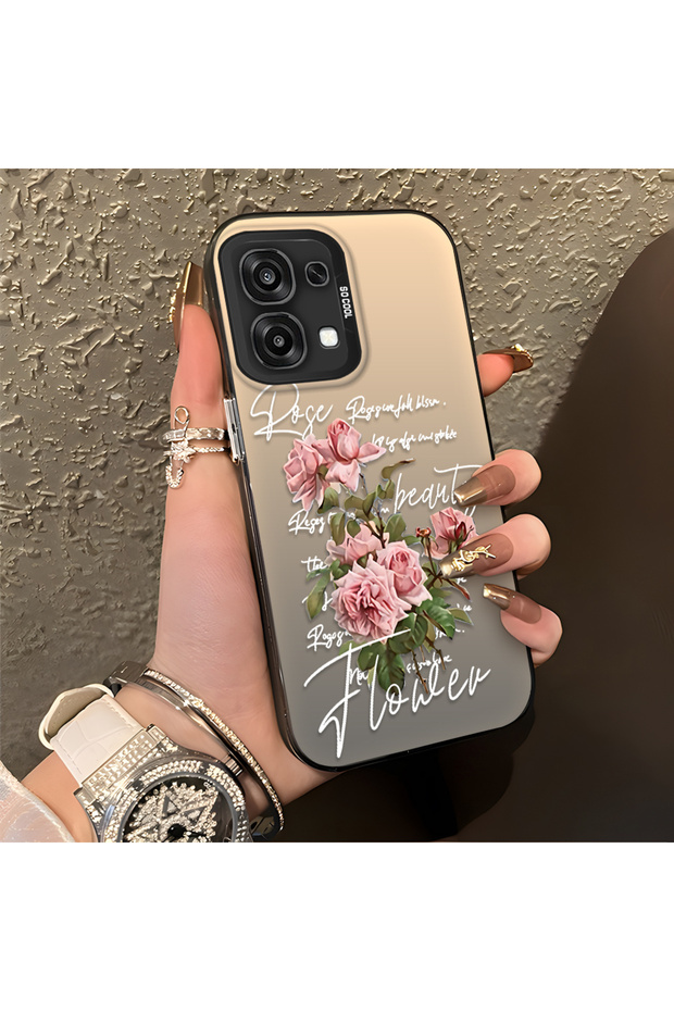 Oppo F31 Compatible Rose and Text Patterned Case, Protective, Daily Use