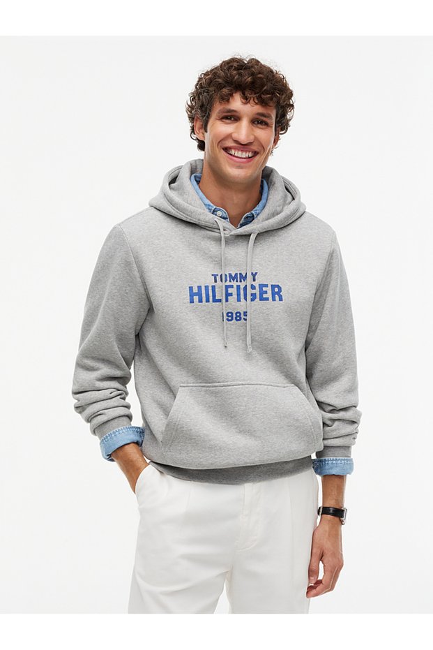 Men's Brand Logo Gray Sweatshirt Suitable for Daily Use