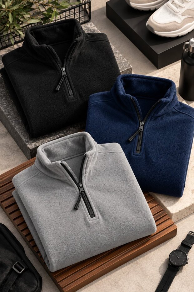 Men's Half Zipper High Collar 3-Piece Fleece