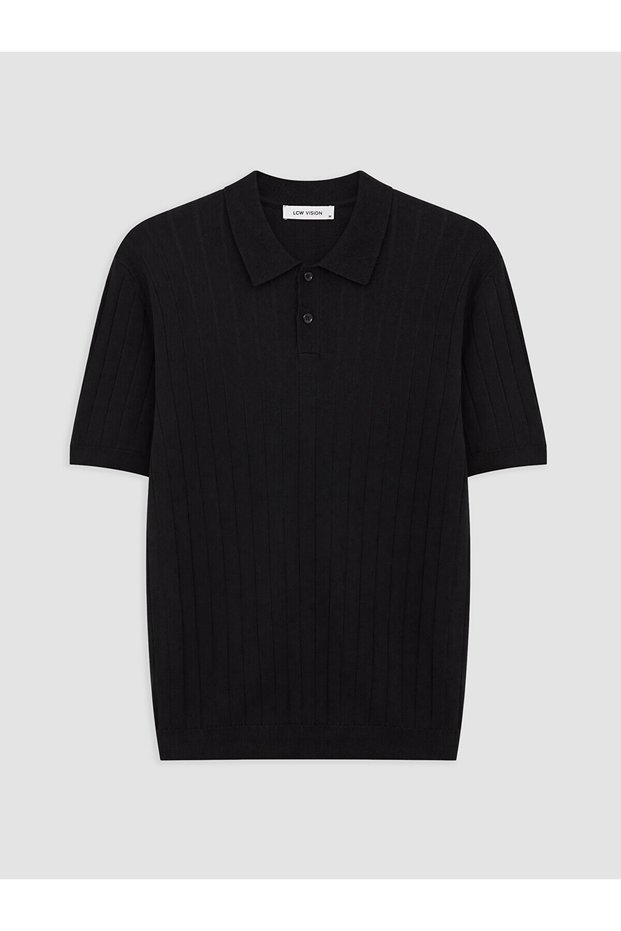 Peak New Season Black Polo Collar Men's Knitwear T-Shirt