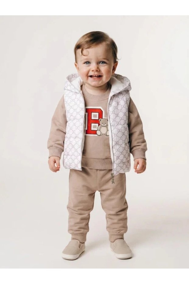 New Season Bear Vest 3-Piece Baby Boy Set