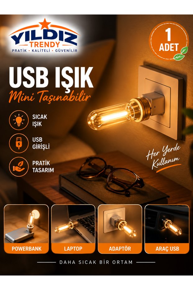 1 Piece USB Light - Transparent Design Ambiance Light, Night Light