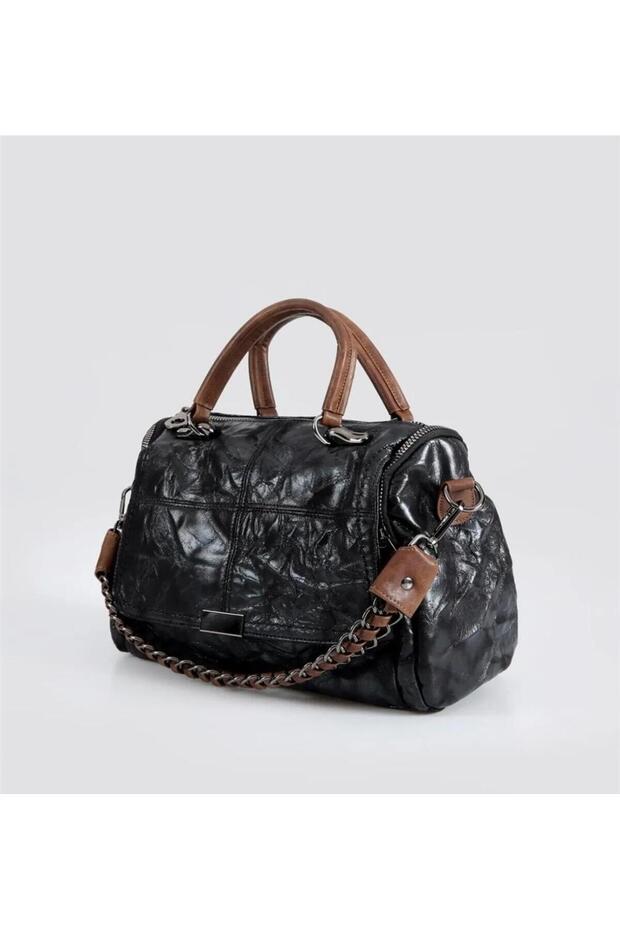 Kupa Black Leather Shoulder and Hand Bag