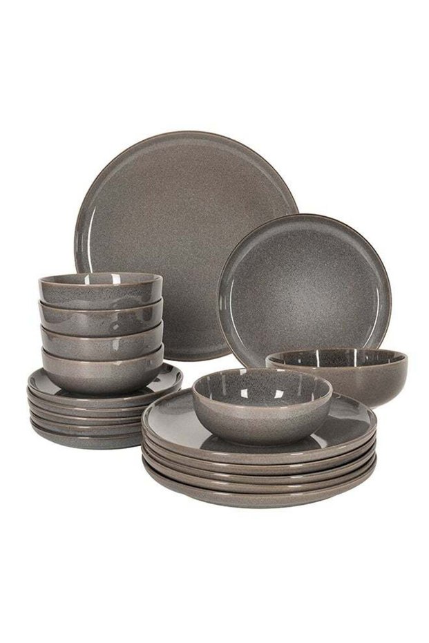 18 piece Stoneware Reactive Glaze Dinnerware Set, Set for 6, Microwave & Dishwasher Safe,