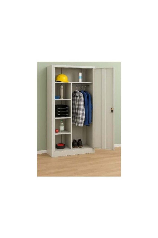 MAF furniture MAF Steel Storage Cabinet with Shelves and Hanging Rod, 185H x 90W x 40D cm, Grey, Loc