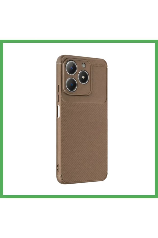 Realme C61 Compatible Case Auto Focus Carbon Cover - Brown Bezoss
