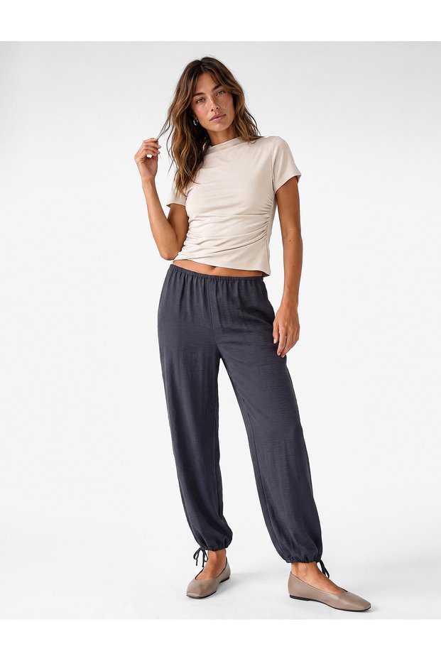 Women Navy Textured Trousers