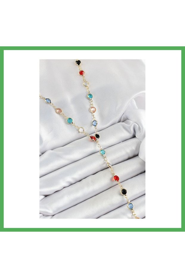 Brass Assorti Model Gold Color Zircon Stone Y Necklace Bezoss