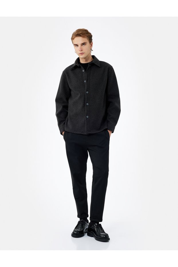 Men Black Plain Trousers