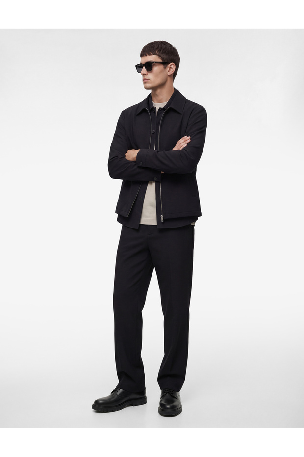 Men Black Plain Trousers