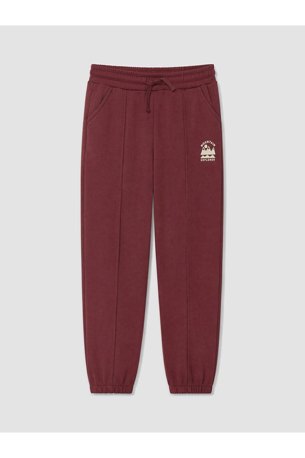 Özmarka New Season Burgundy Printed Boys' Sweatpants