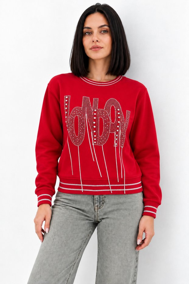 Women's Seasonal Red Relaxed Sweatshirt