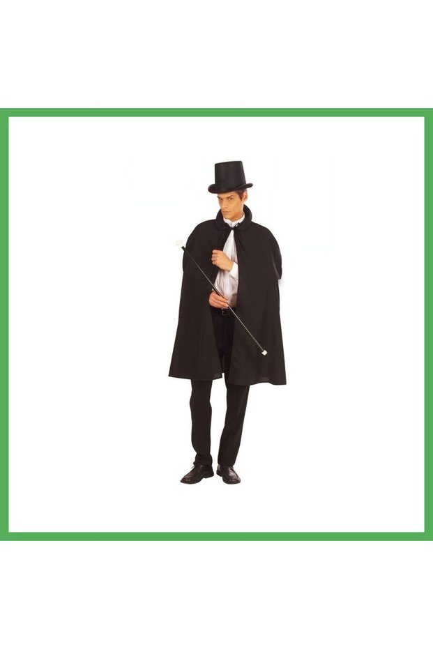 Black Wizard Cloak 120 cm and Wizard Hat 12 cm Adult Size Bezoss