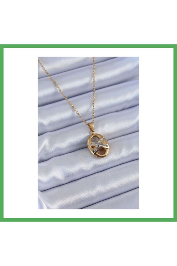 316L Steel Gold Color Zircon Stone Women's Necklace Bezoss