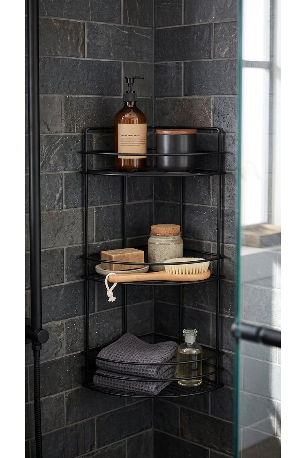 Luxury Thermoplastic Coated 3-Tier Bathroom Corner Shelf Shower Cabin Shampoo Holder Sponge Holder Corner Shelf Organizer