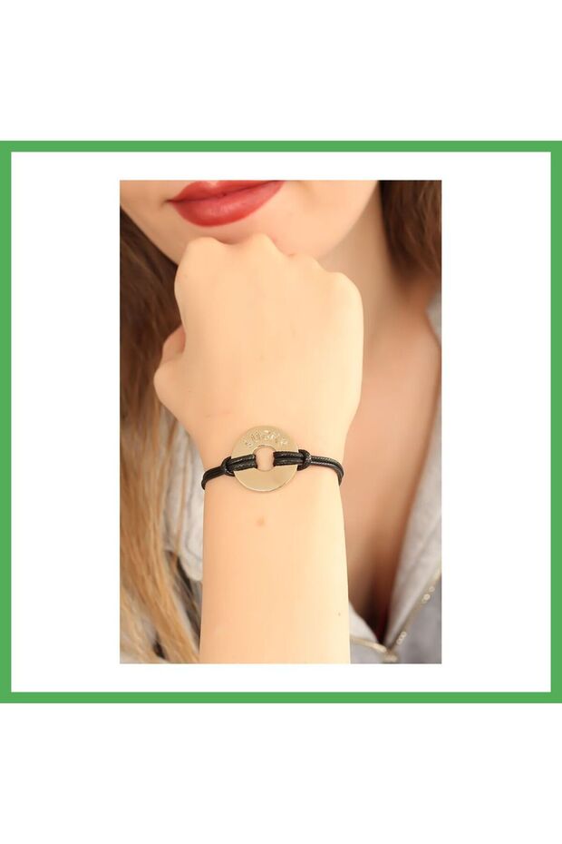 Lucky (Lucky) Black Leather Cord Unisex Mood Bracelet Bezoss
