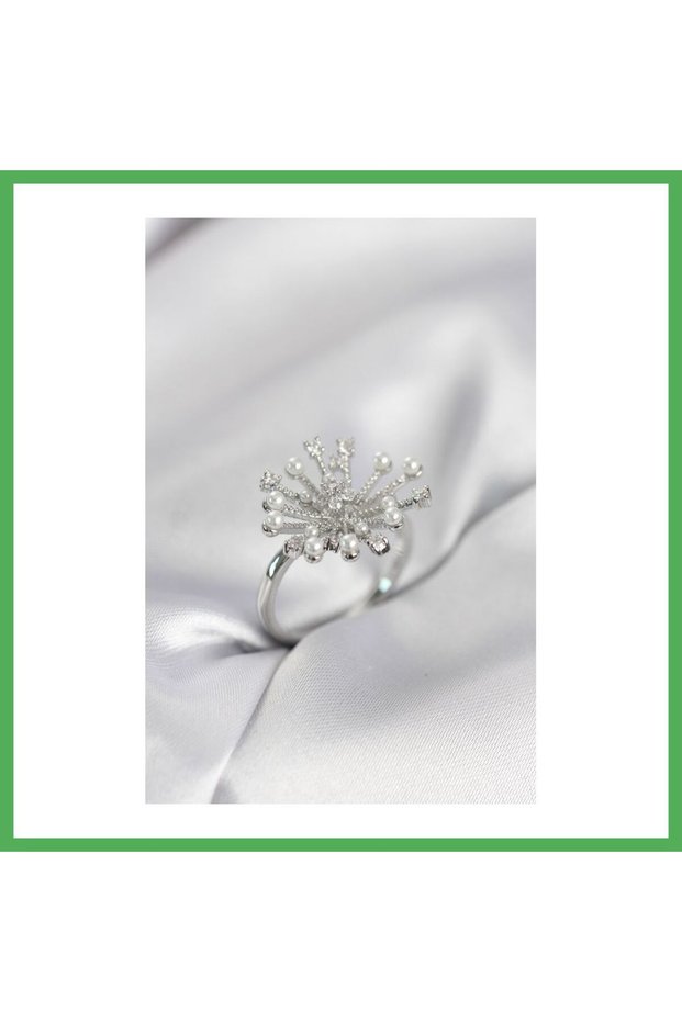 Silver Color Dandelion Model Zircon Stone Women's Ring Bezoss