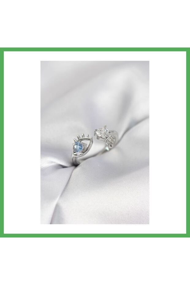 Tear Drop Model Silver Color Zircon Stone Women's Ring Bezoss
